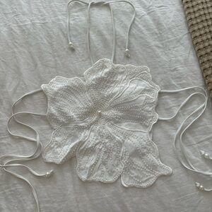 Elegant White Floral Beaded Top